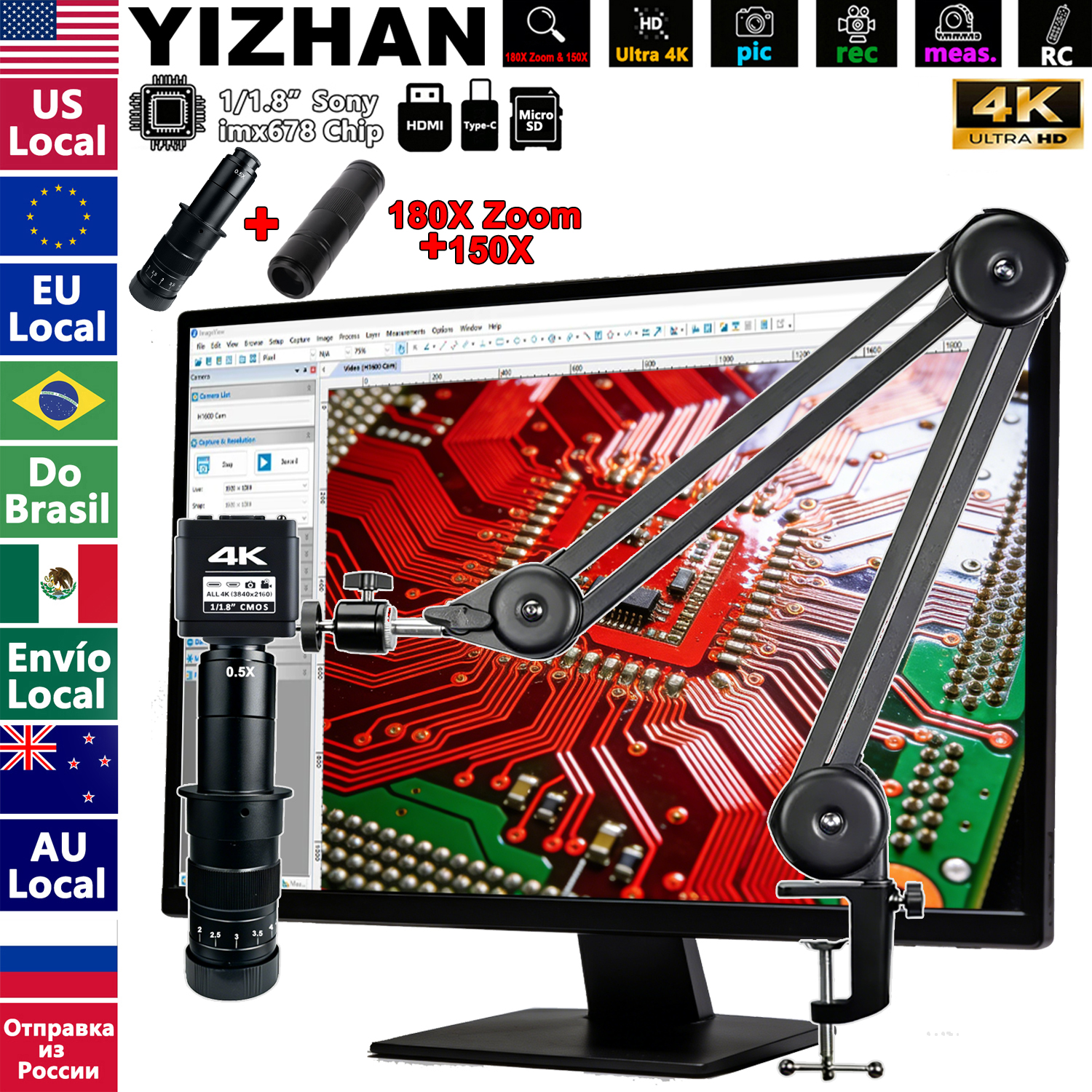Digital Magnifier Reading - YIZHAN 4K Digital Electronic Microscope, 1/1.8in