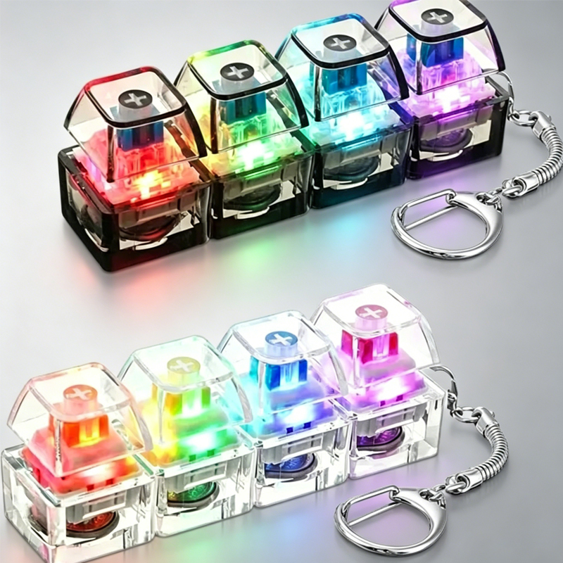 Electronics Gadgets For Kids - LED Keyboard Keychain Fidget Toy/ Crystal