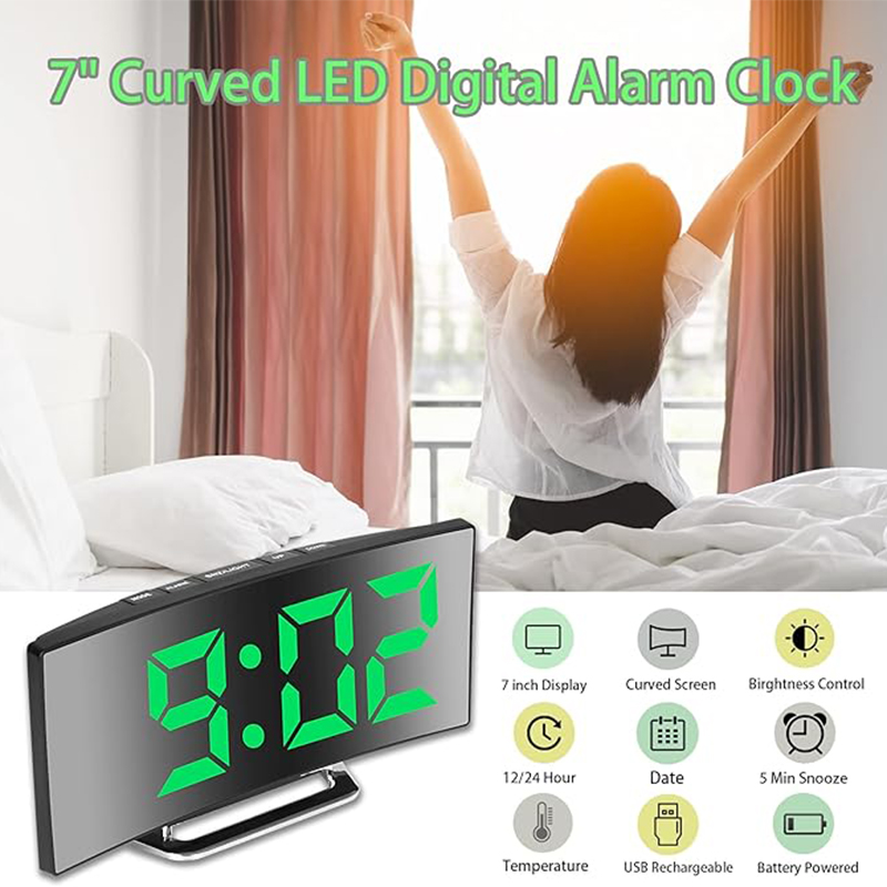 LED Digital Alarm Clock Curved - Electronics Gadgets For Home 리뷰 및 가격
